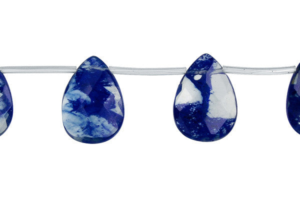 Blueberry Quartz Glass Beads - Faceted Flat Briolette - 13x18mm - 16-inch - unbranded beads for jewelry making
