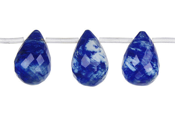 Blueberry Quartz Glass Beads - Faceted Briolette - 13x18mm - 16-inch - unbranded beads for jewelry making