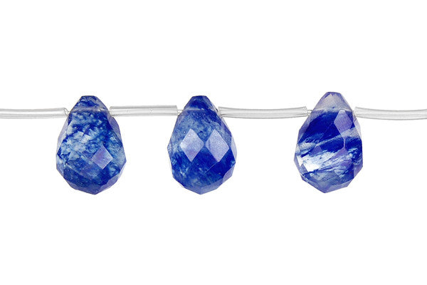 Blueberry Quartz Glass Beads - Faceted Briolette - 10x14mm - 16-inch - unbranded beads for jewelry making