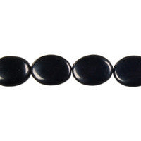 Black Quartz Glass Beads - Flat Oval - 12x16mm - 16-inch - unbranded beads for jewelry making