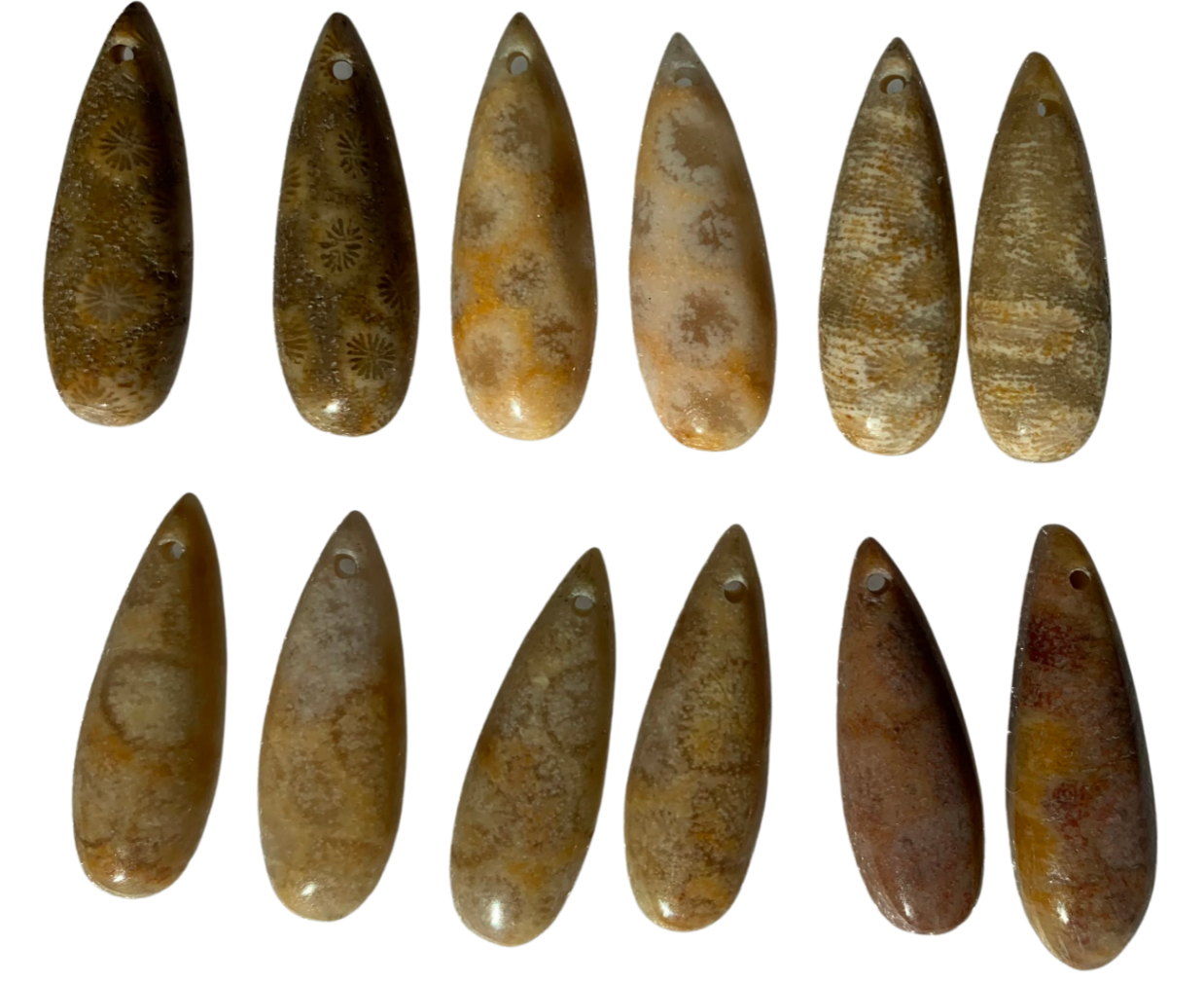 Fossil Coral Teardrop Pendant 8x22mm - Piece - unbranded Fossil Coral pendant for jewelry making