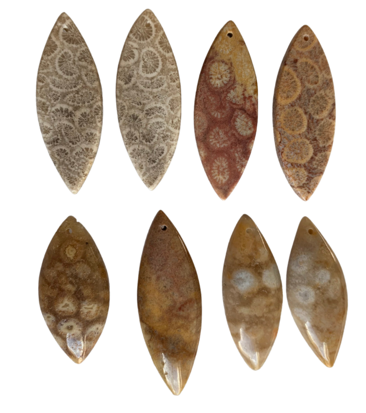 Fossil Coral Marquise - 8x20mm - Piece - unbranded Fossil Coral pendant for jewelry making