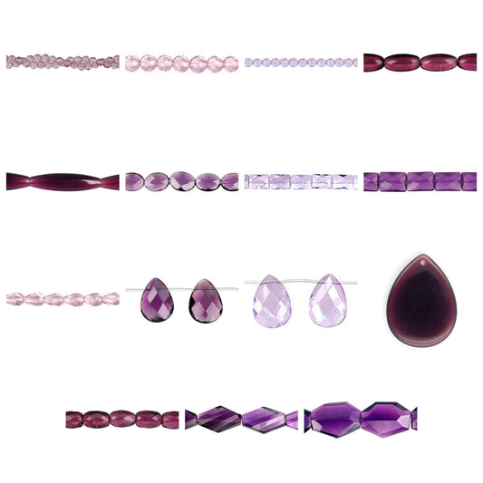 amethyst-quartz-glass-beads - enlarged variation overview