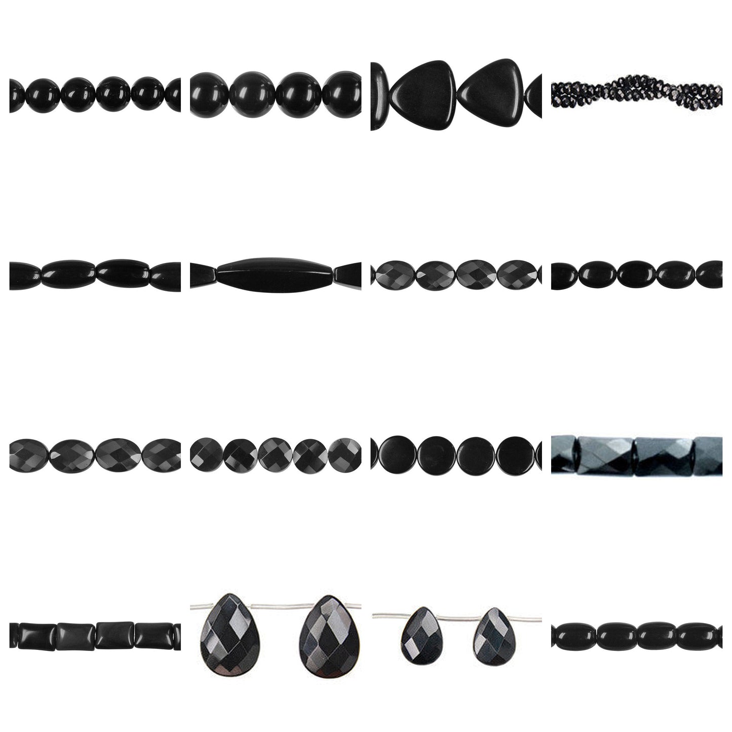 black-jasper-gemstone-beads - enlarged variation overview