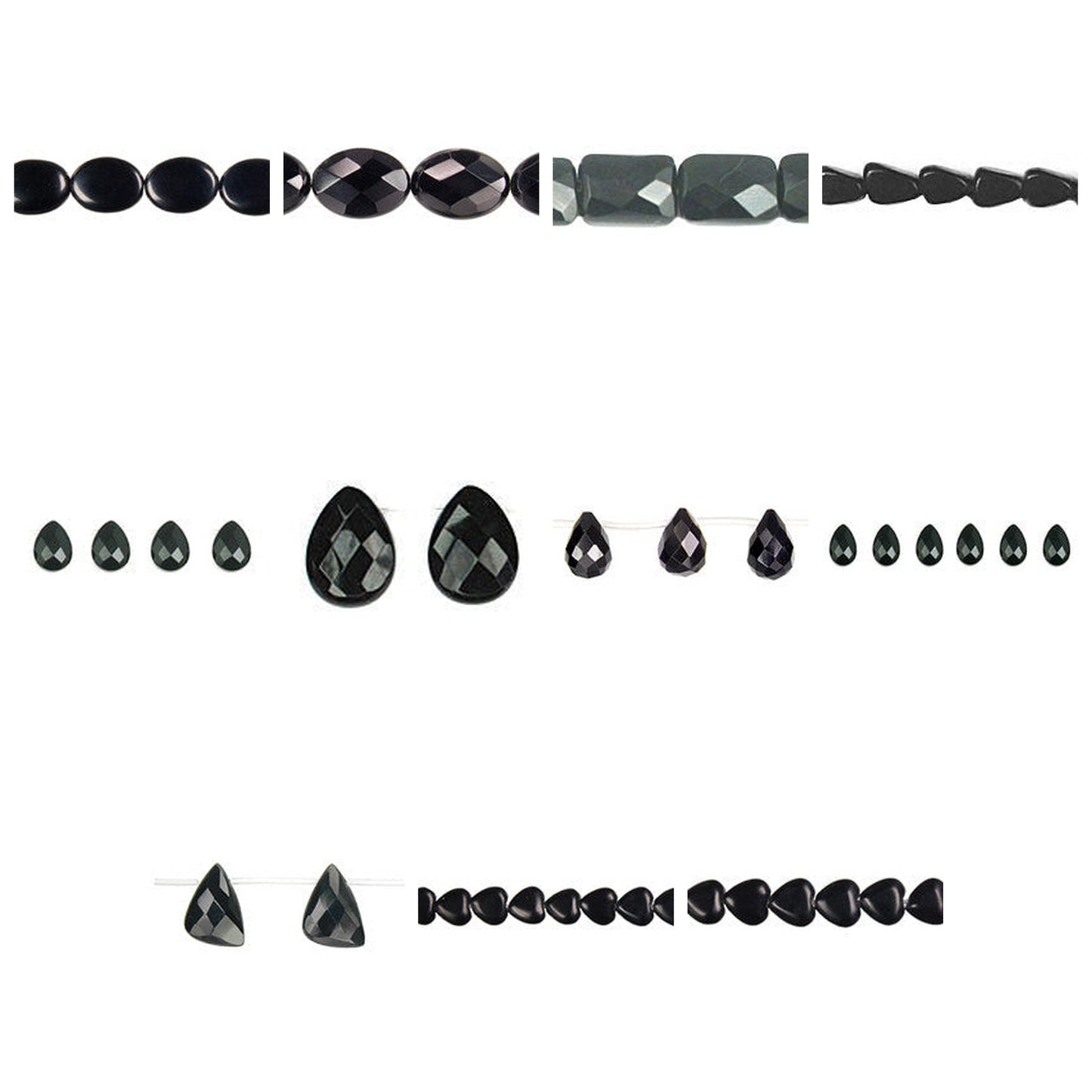 black-quartz-glass-beads - enlarged variation overview
