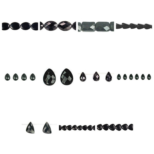black-quartz-glass-beads - enlarged variation overview