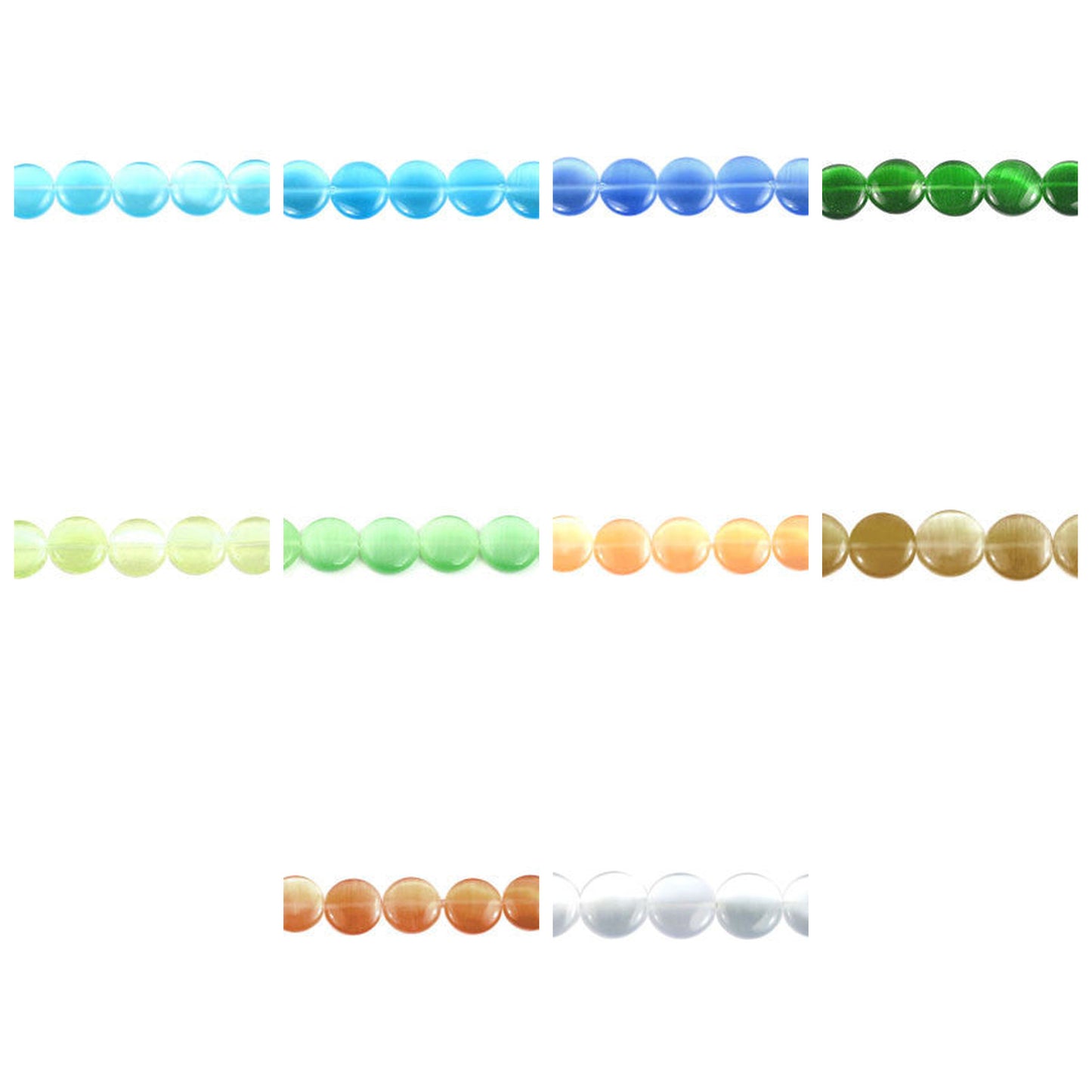 cat-eye-fiber-optic-glass-coin-beads - enlarged variation overview