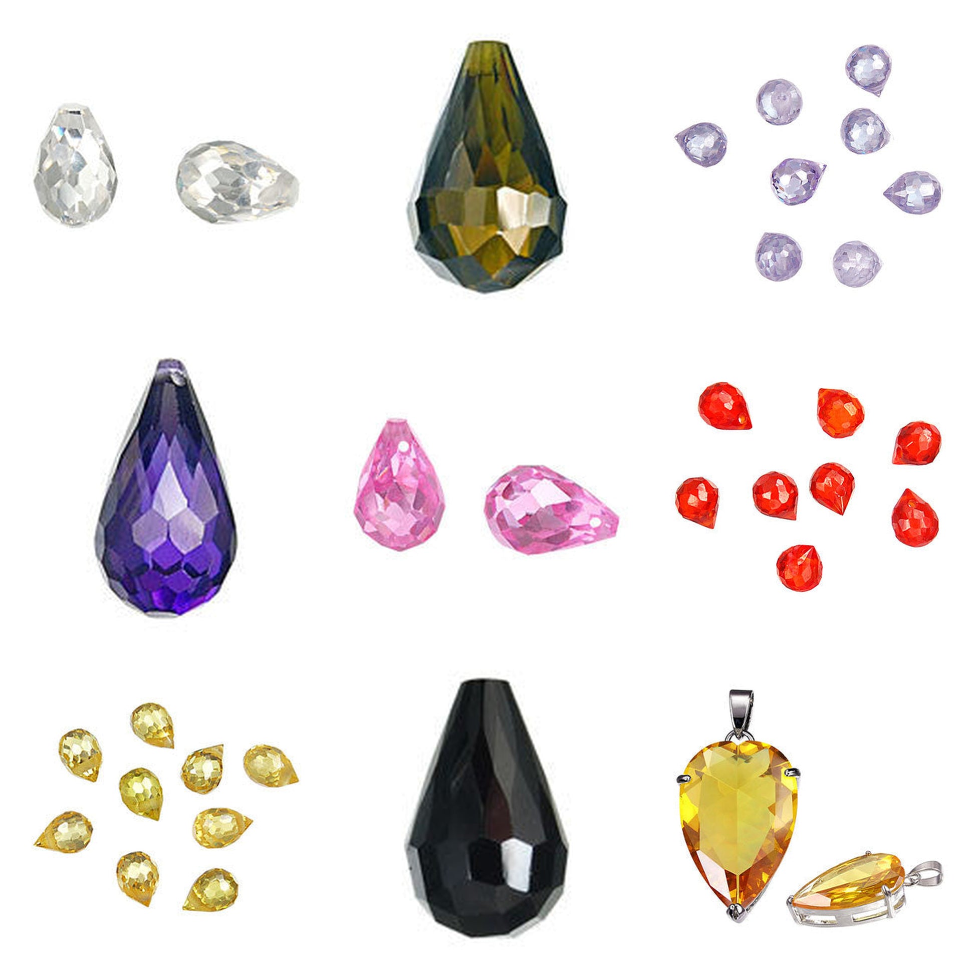 cubic-zirconia-briolette-pendants - enlarged variation overview
