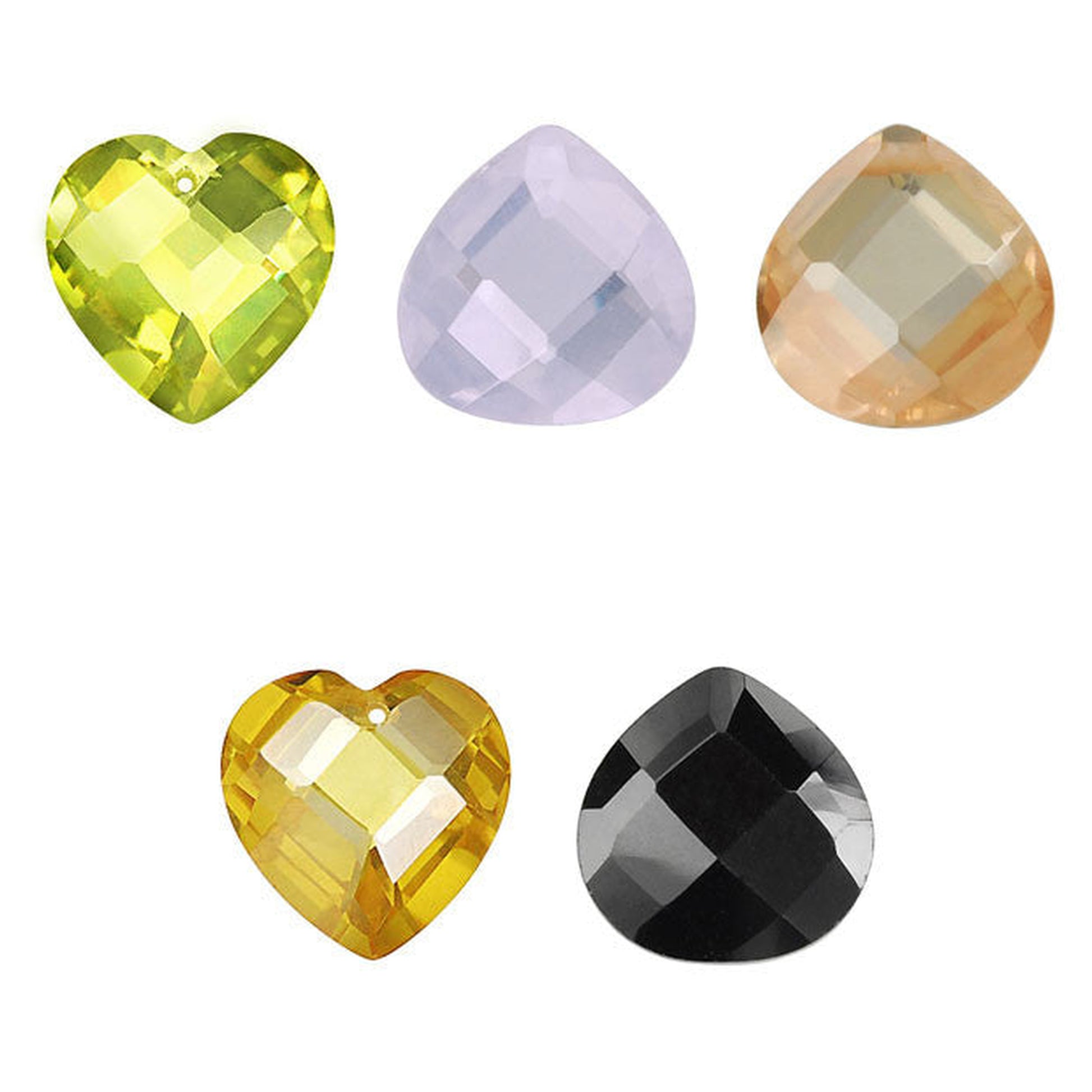 cubic-zirconia-flat-heart-pendants - enlarged variation overview