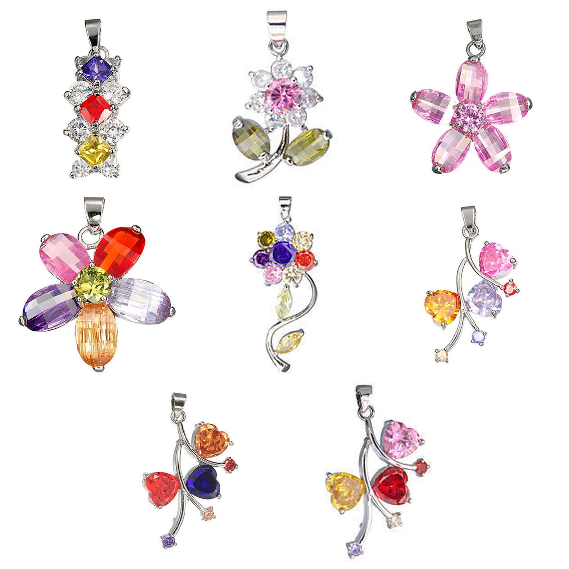 cubic-zirconia-flower-pendants - enlarged variation overview