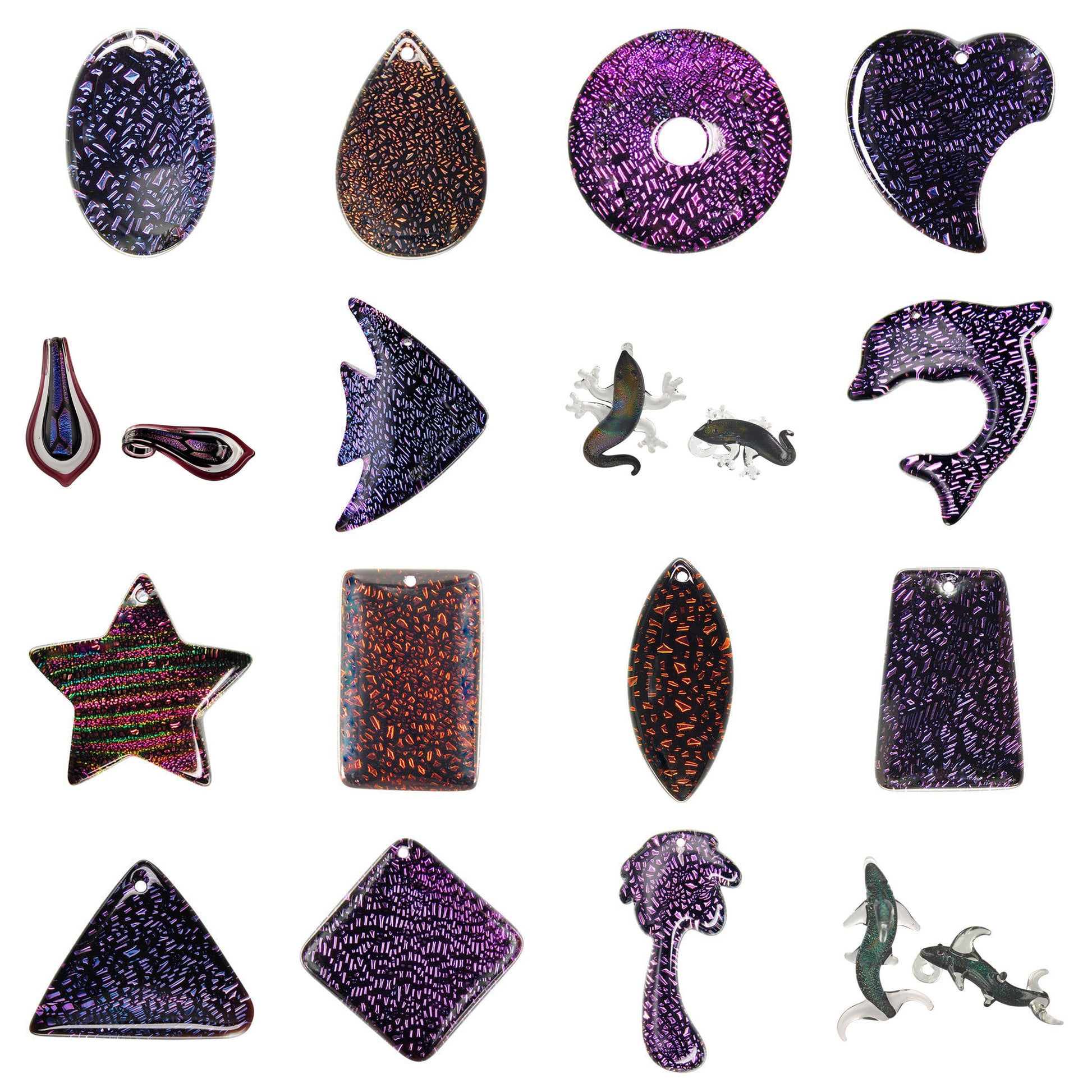 dichroic-glass-pendants - enlarged variation overview