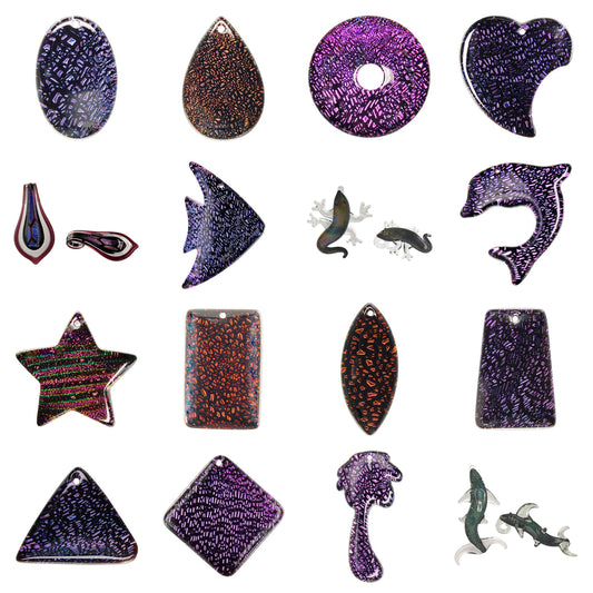 dichroic-glass-pendants - enlarged variation overview