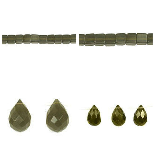 green-smoky-quartz-glass-beads - enlarged variation overview