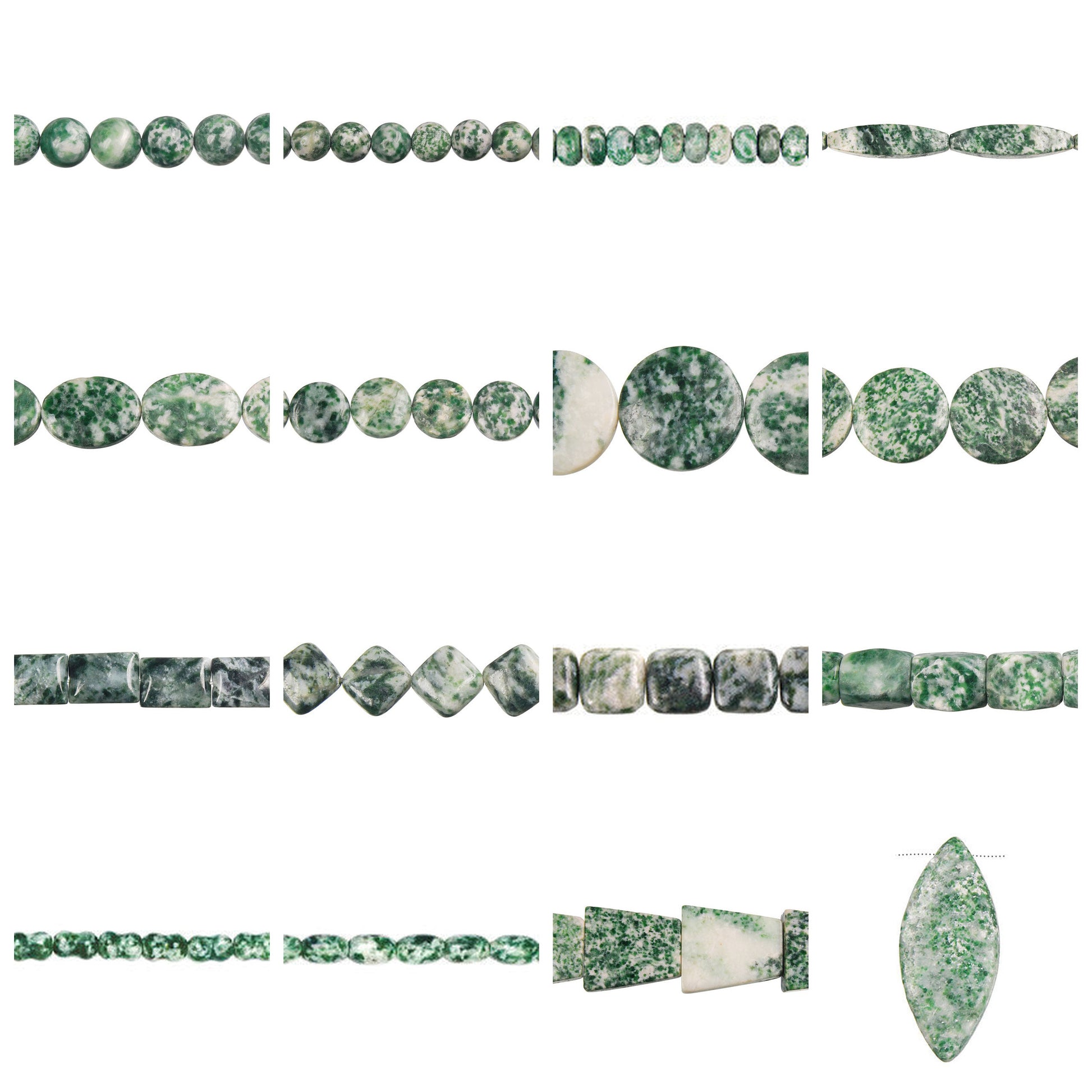 green-spot-agate-gemstone-beads - enlarged variation overview