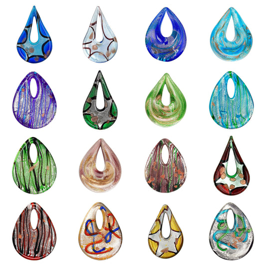 lampwork-art-glass-briolette-donut-pendants - enlarged variation overview
