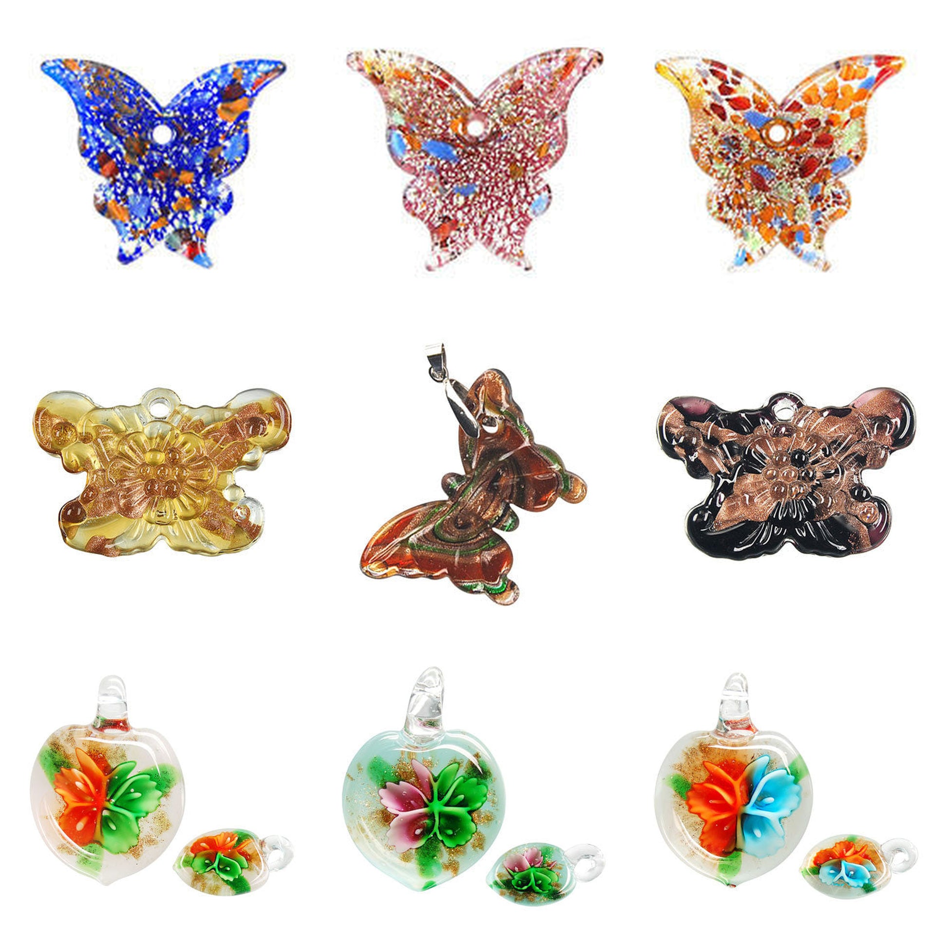 lampwork-art-glass-butterfly-pendants - enlarged variation overview