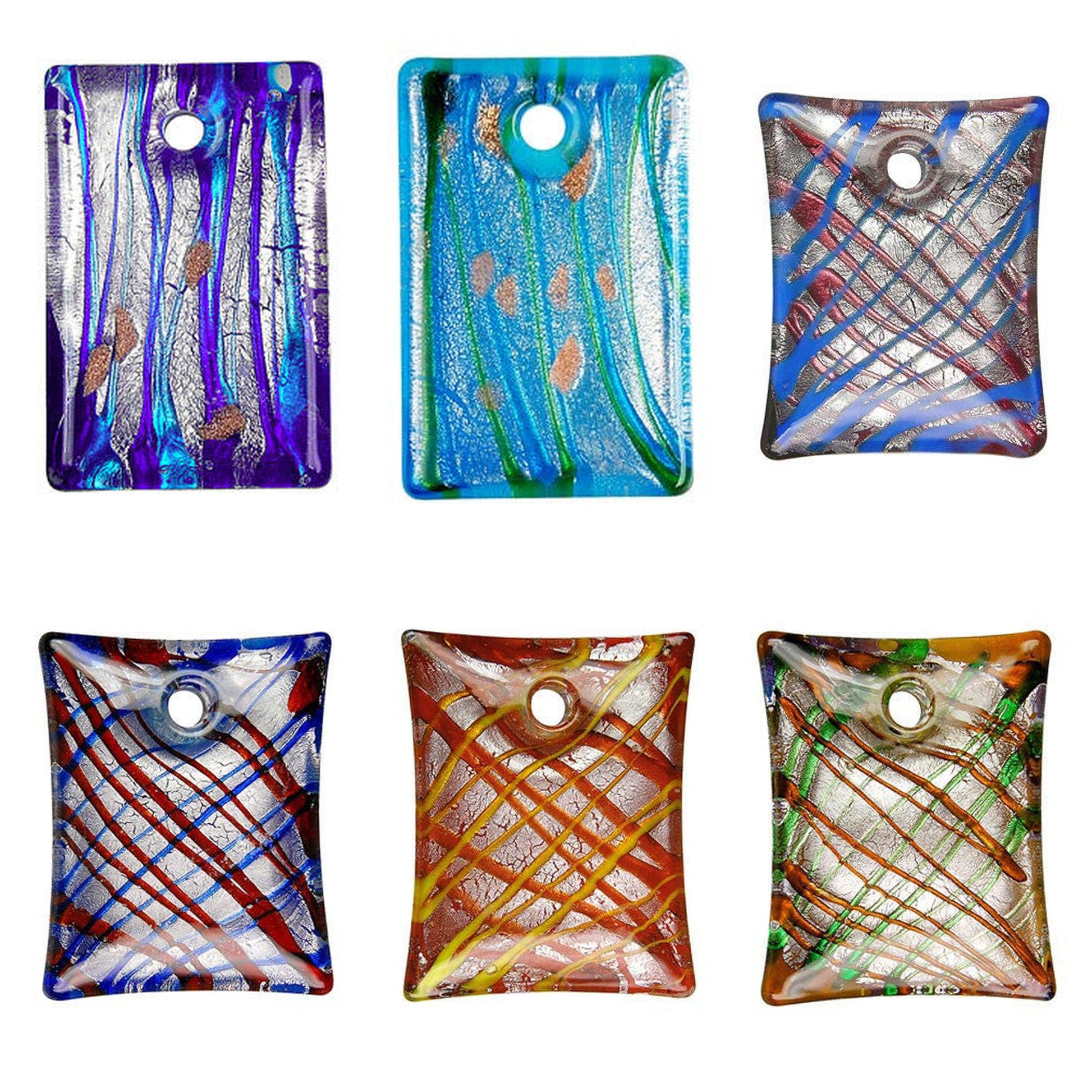 lampwork-art-glass-flat-rectangle-pendants - enlarged variation overview