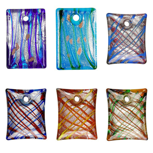lampwork-art-glass-flat-rectangle-pendants - enlarged variation overview