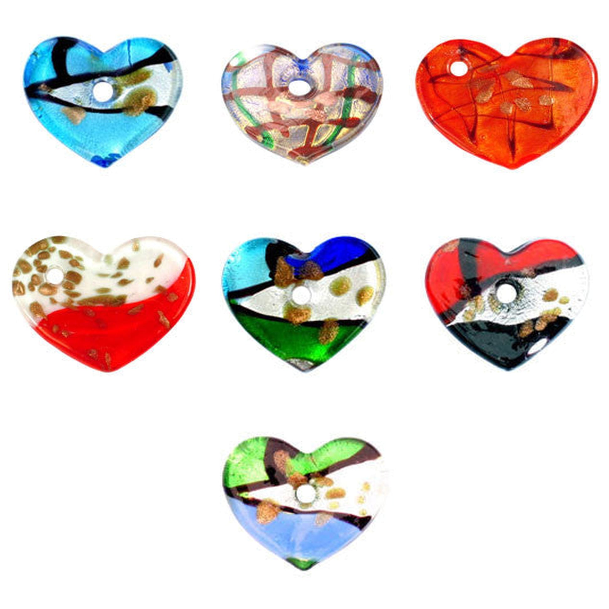 lampwork-art-glass-heart-donut-pendants - enlarged variation overview