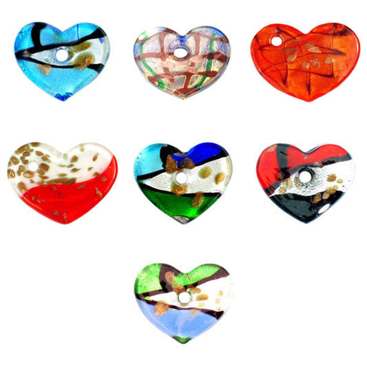 lampwork-art-glass-heart-donut-pendants - enlarged variation overview