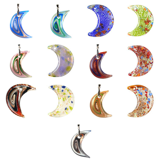 lampwork-art-glass-moon-pendants - enlarged variation overview