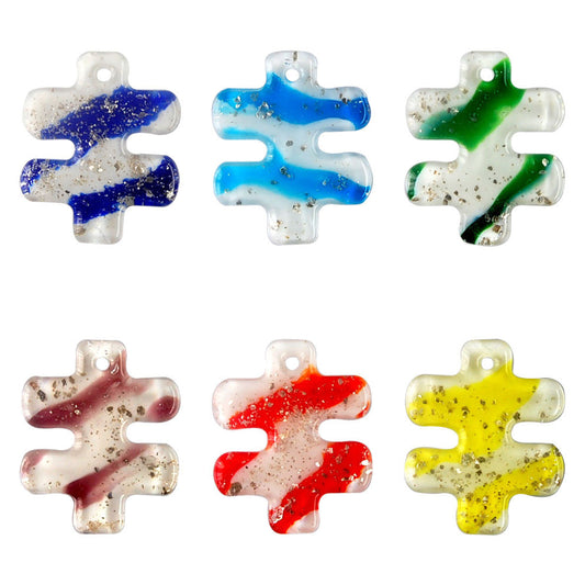 lampwork-art-glass-puzzle-piece-pendants - enlarged variation overview