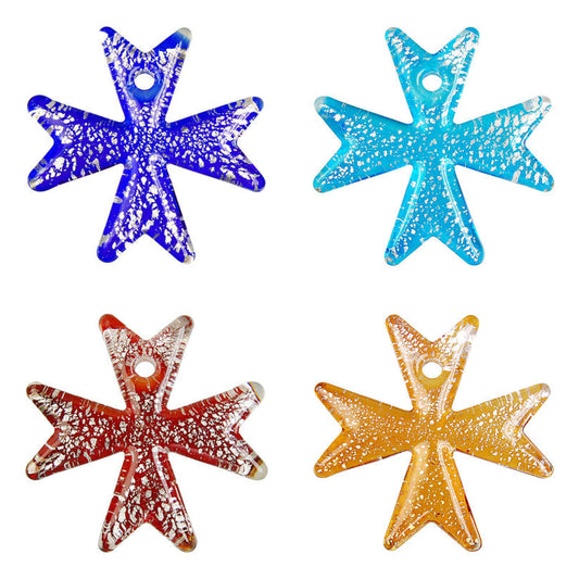 lampwork-art-glass-snowflake-pendants - enlarged variation overview