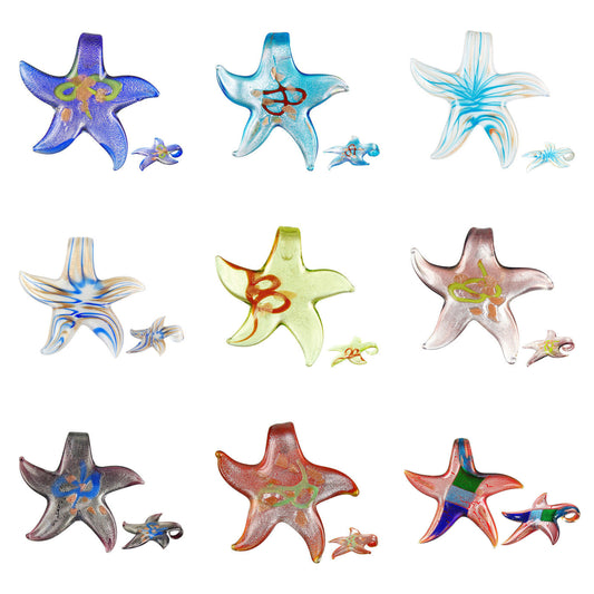 lampwork-art-glass-star-pendants - enlarged variation overview