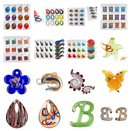 lampwork-art-glass-value-pack-and-mixed-shape-pendants - enlarged variation overview
