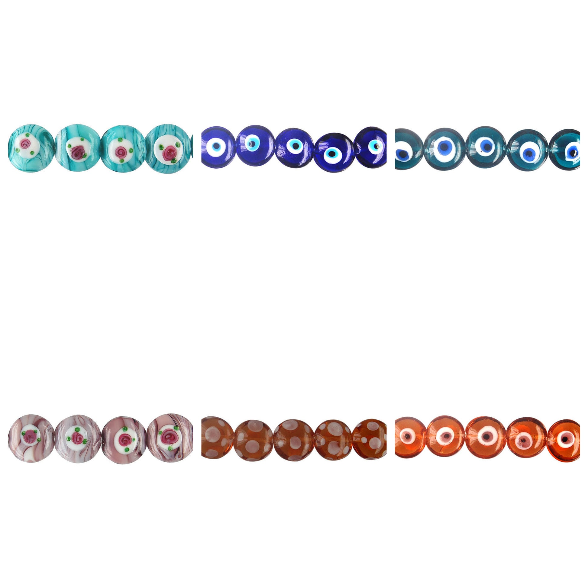 lampwork-glass-button-beads - enlarged variation overview