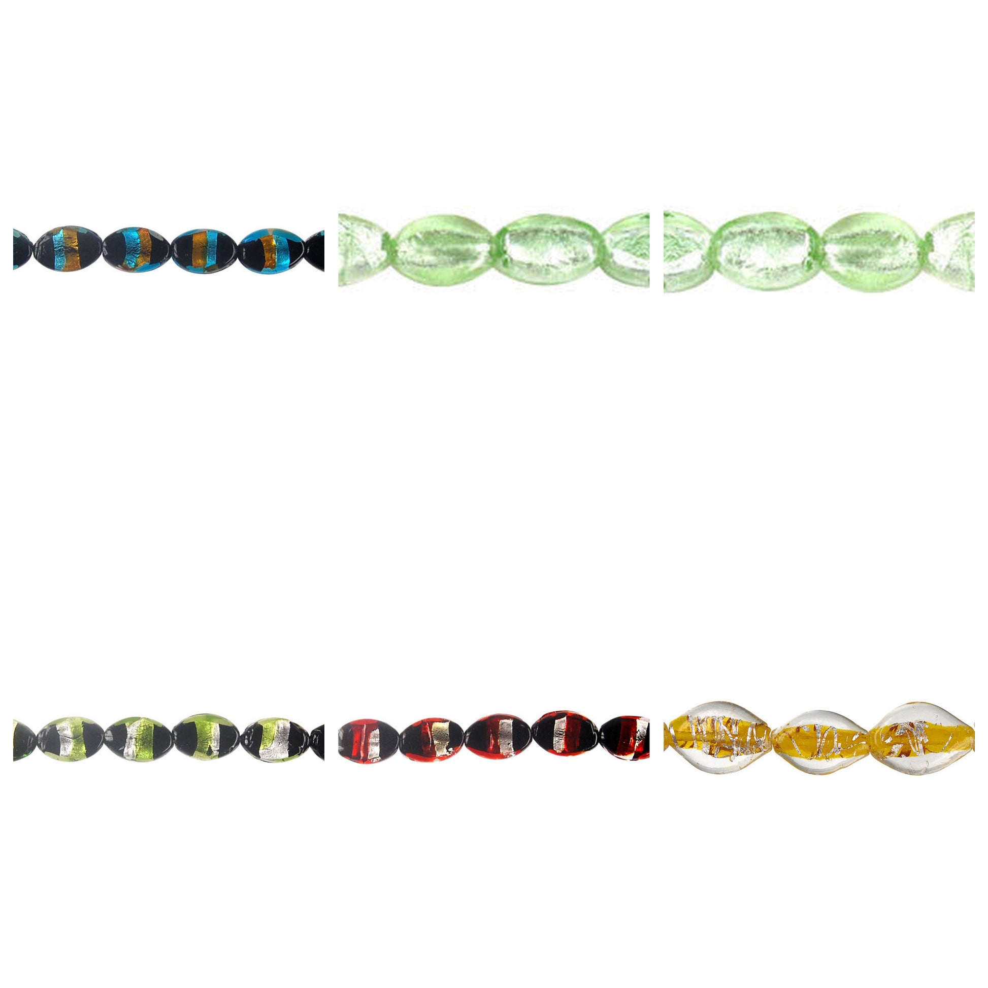 lampwork-glass-flat-oval-beads - enlarged variation overview
