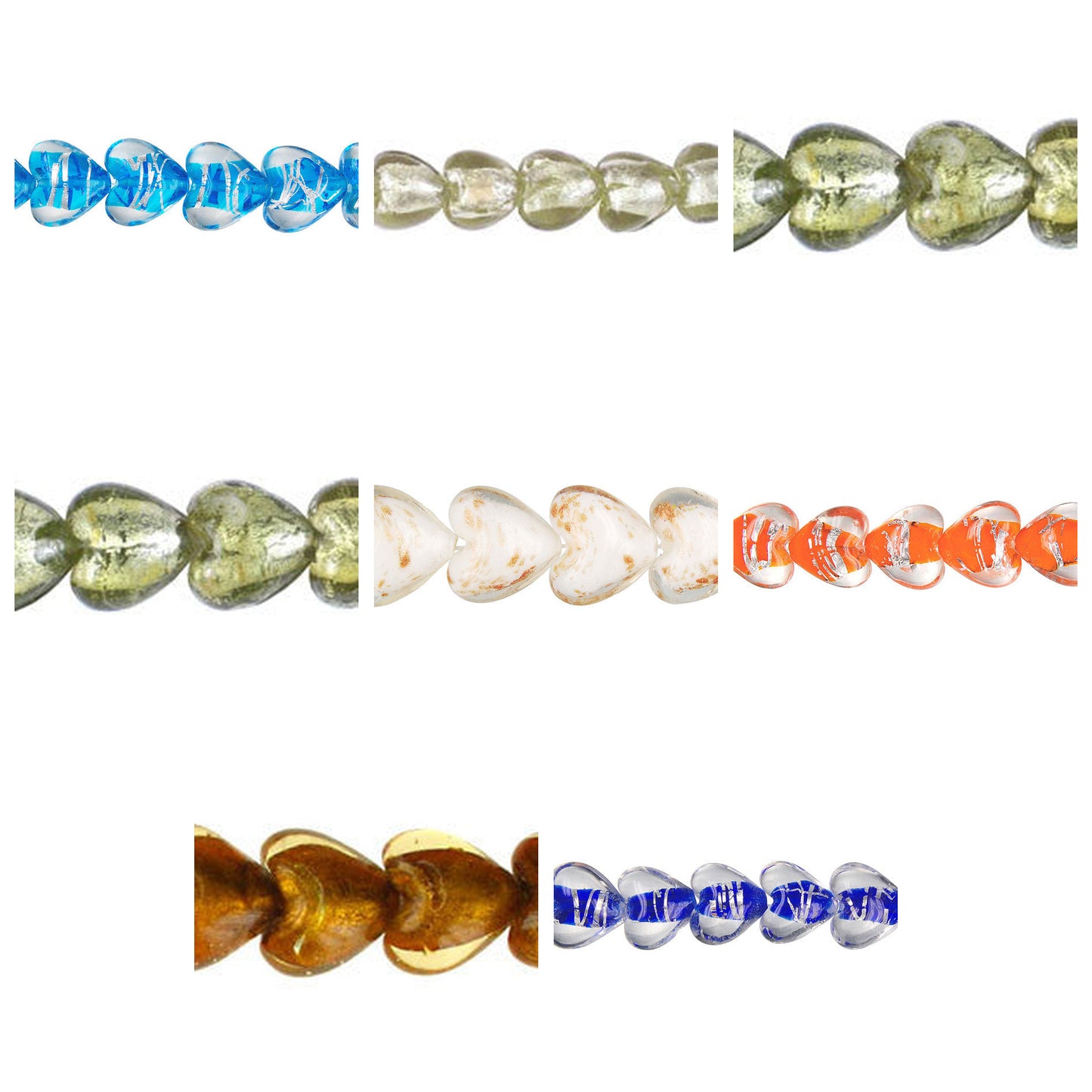 lampwork-glass-heart-beads - enlarged variation overview