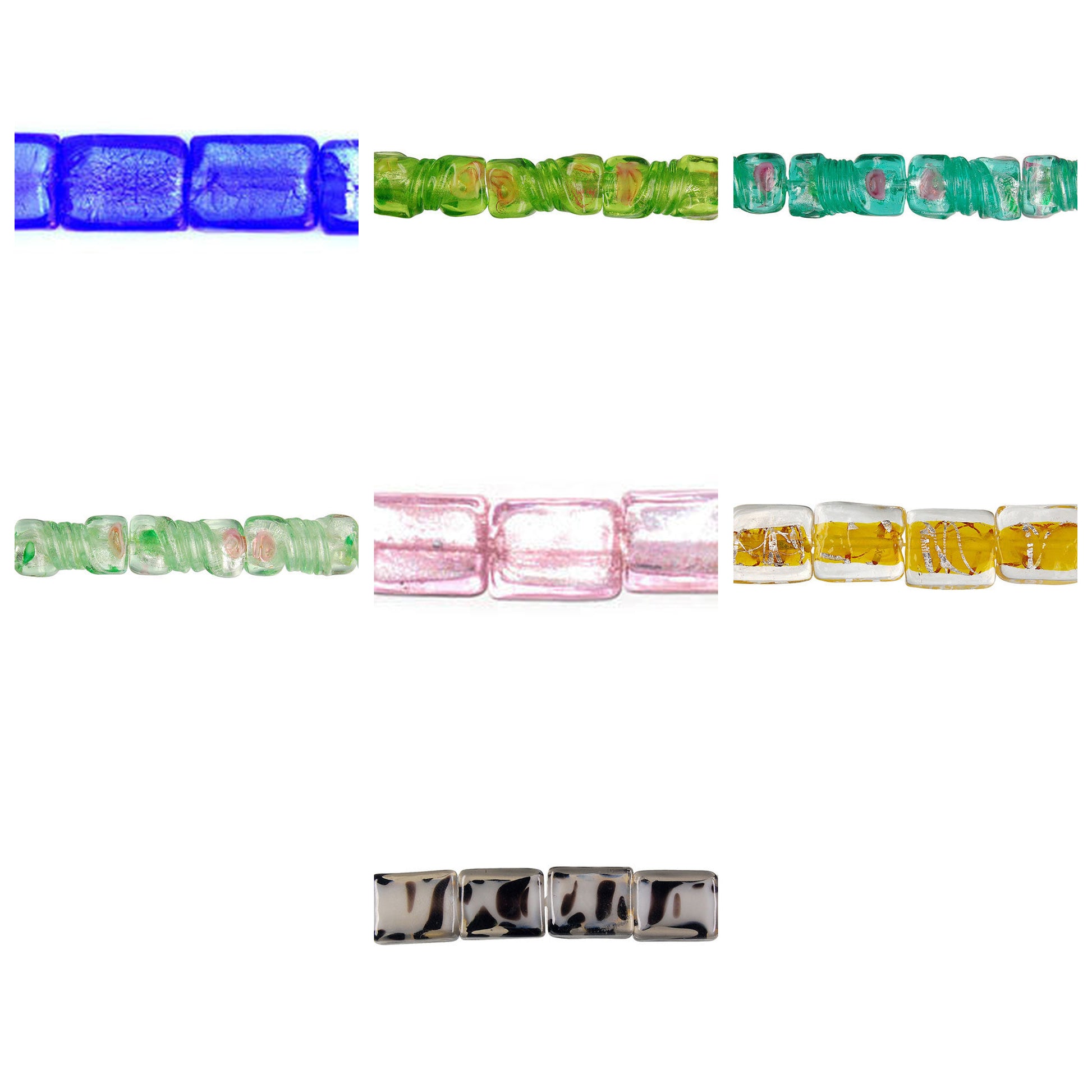 lampwork-glass-rectangle-beads - enlarged variation overview