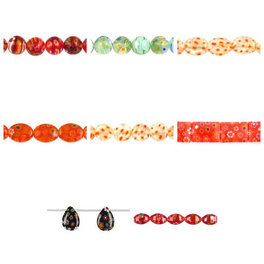 millefiori-glass-beads - enlarged variation overview