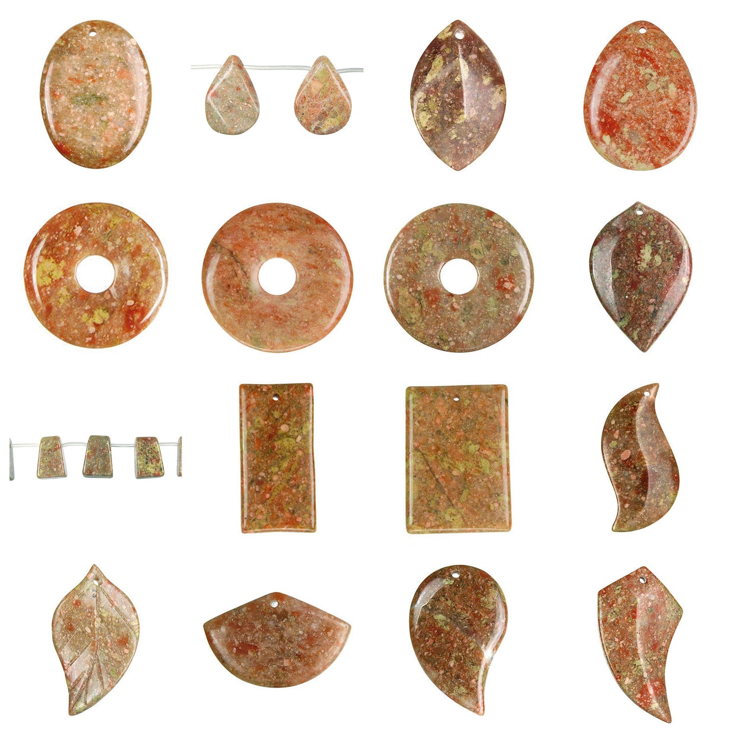 pendant-unakite-pendants - enlarged variation overview