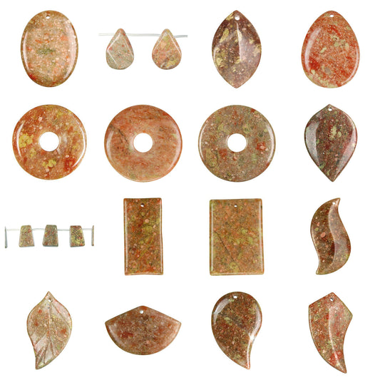 pendant-unakite-pendants - enlarged variation overview