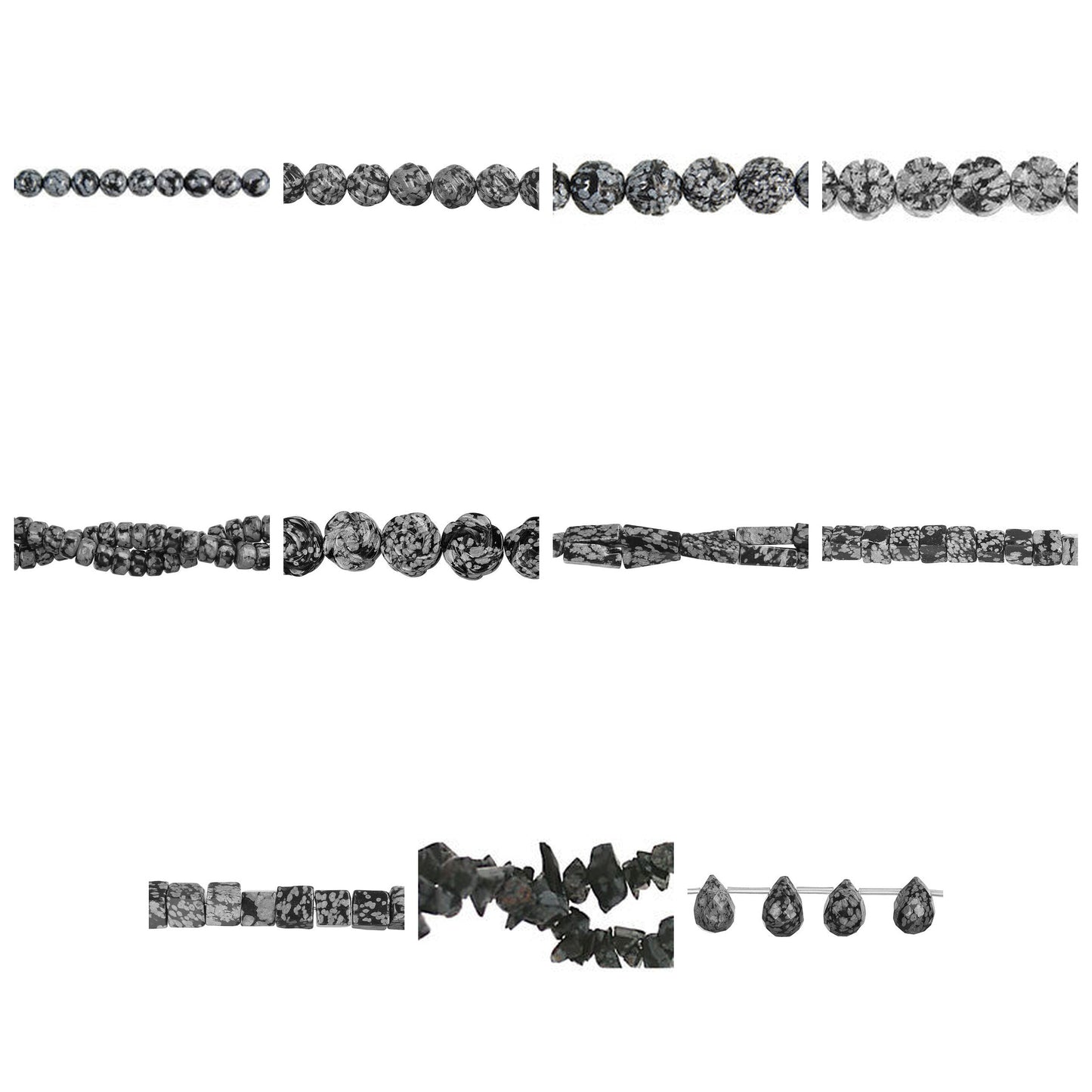 snowflake-obsidian-gemstone-beads - enlarged variation overview
