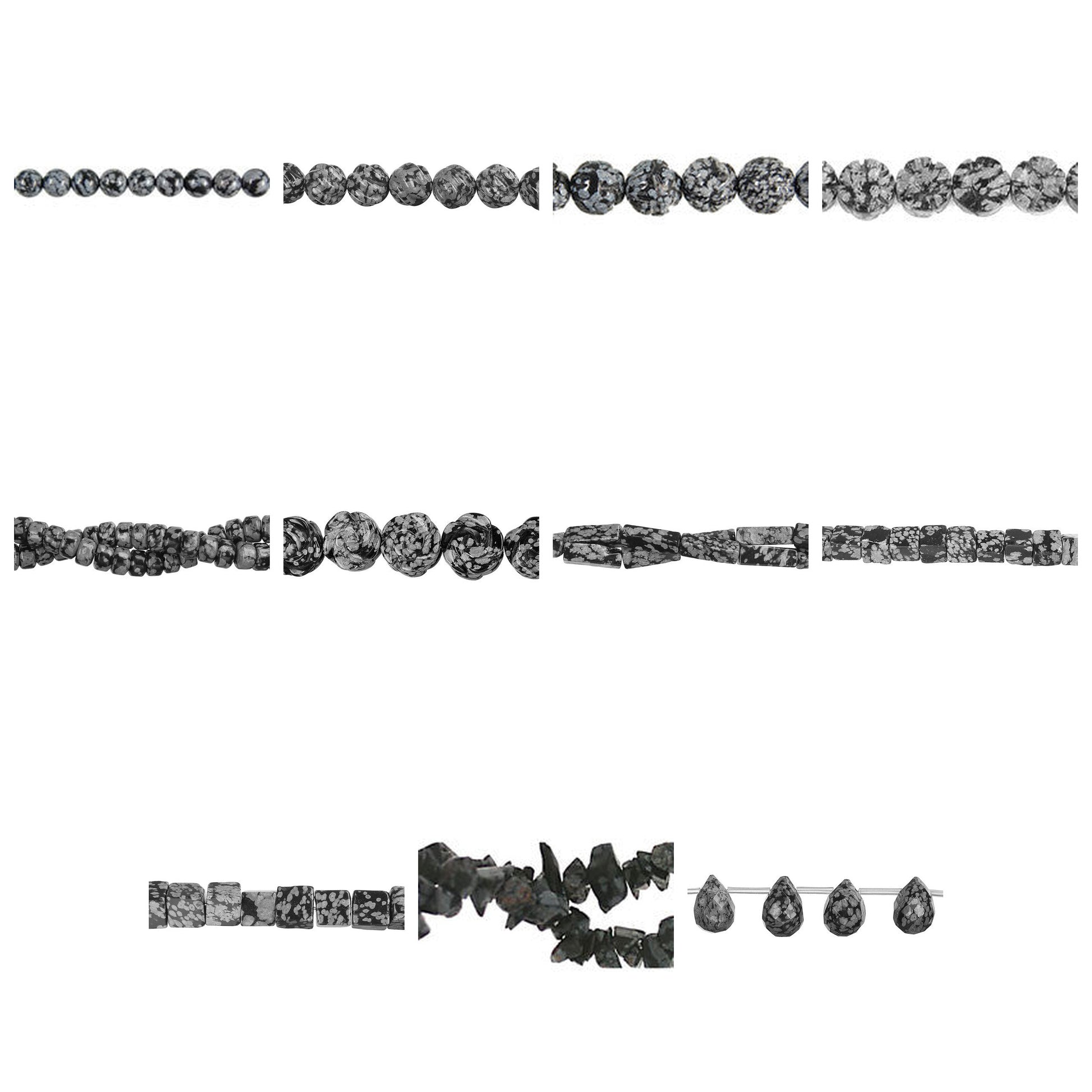 snowflake-obsidian-gemstone-beads - enlarged variation overview