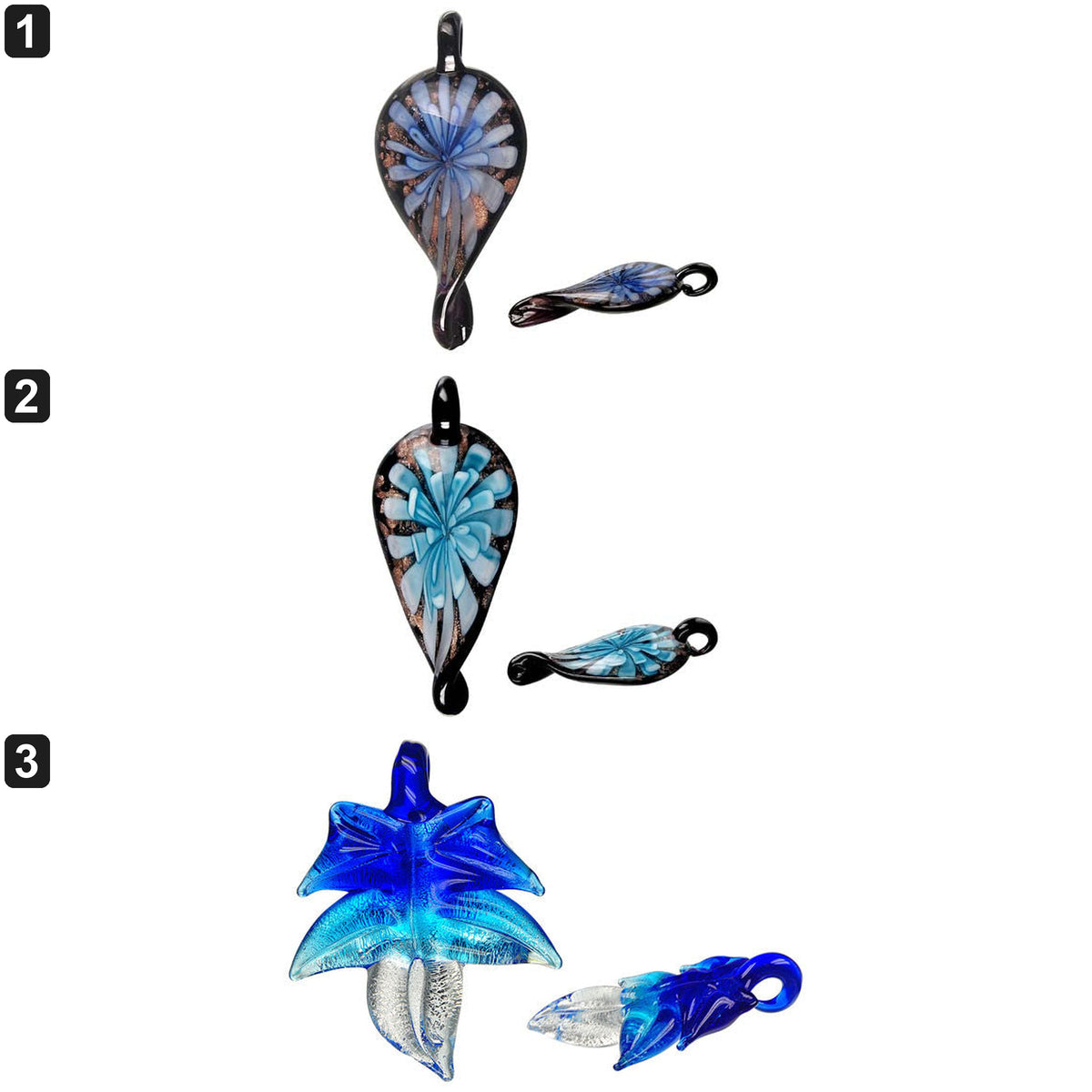 Etsy style collage 01 | handmade-lampwork-glass-leaf-pendants